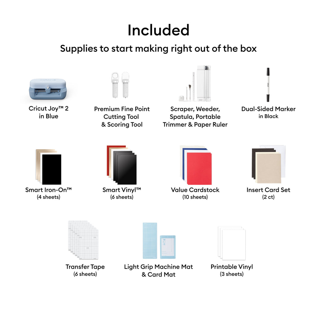 Cricut Joy™ 2 + Smart Die-cutting Machine Essential Bundle, Blue
