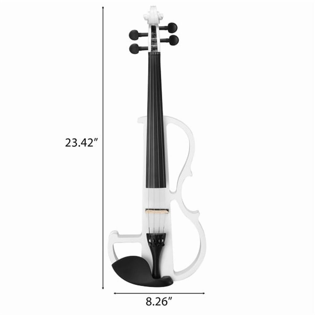 Full Size 4/4 Bunnel Edge Electric Silent Violin Set - White Finish wi