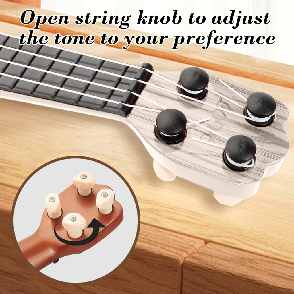 White Mini Ukulele Toy For Kids With Nylon Strings Educational Musical