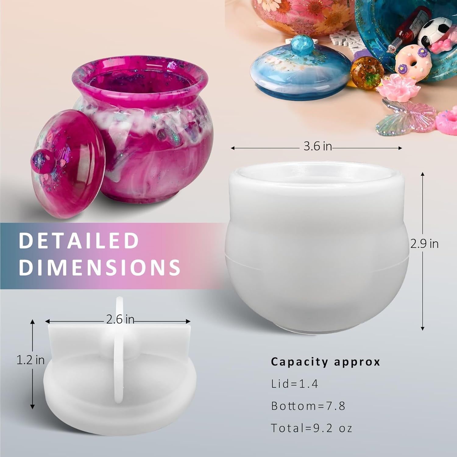 Jar Resin Molds Extra Large, Jars Silicone Molds with Lid for Epoxy Re