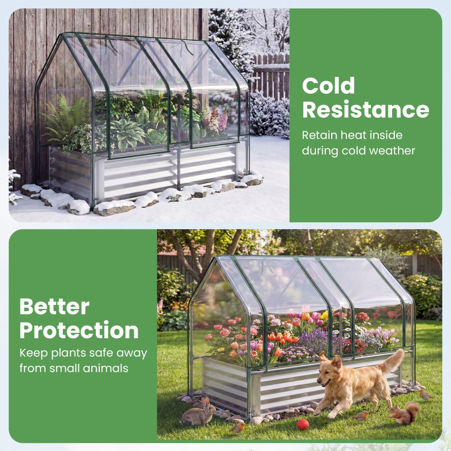 4 x 2 x 3 Feet Small Galvanized Raised Garden Bed with Greenhouse Cover
