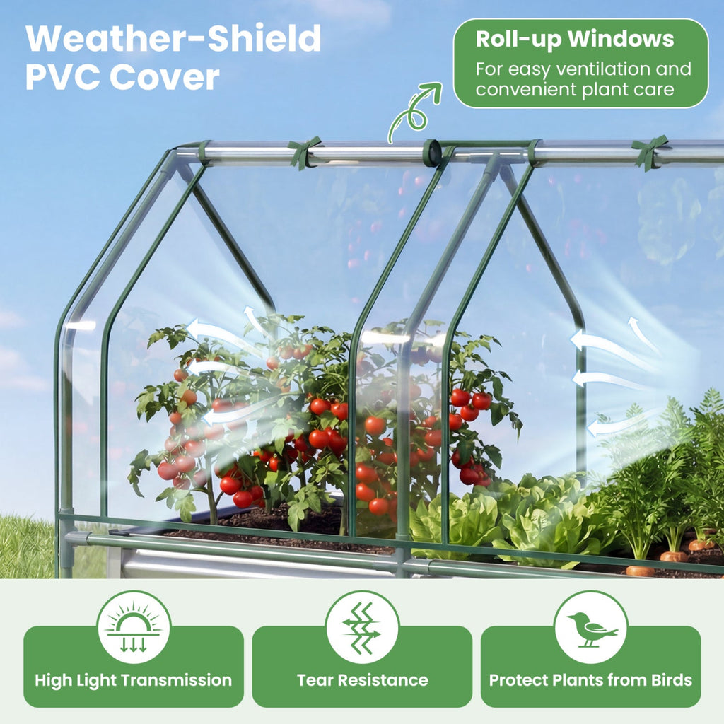 4 x 2 x 3 Feet Small Galvanized Raised Garden Bed with Greenhouse Cover