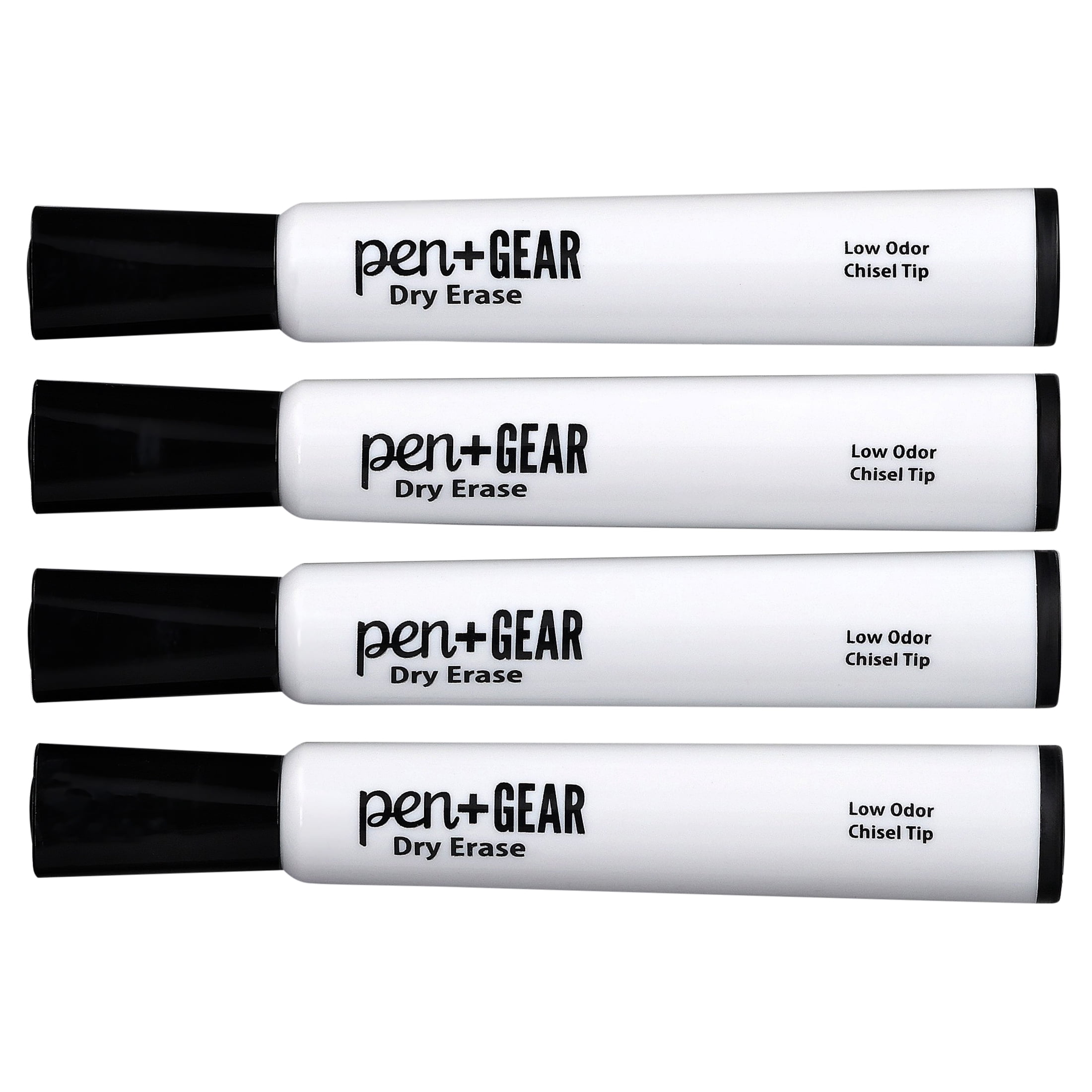 Pen+Gear Dry Erase Markers, Chisel Tip, Black, 4 Count