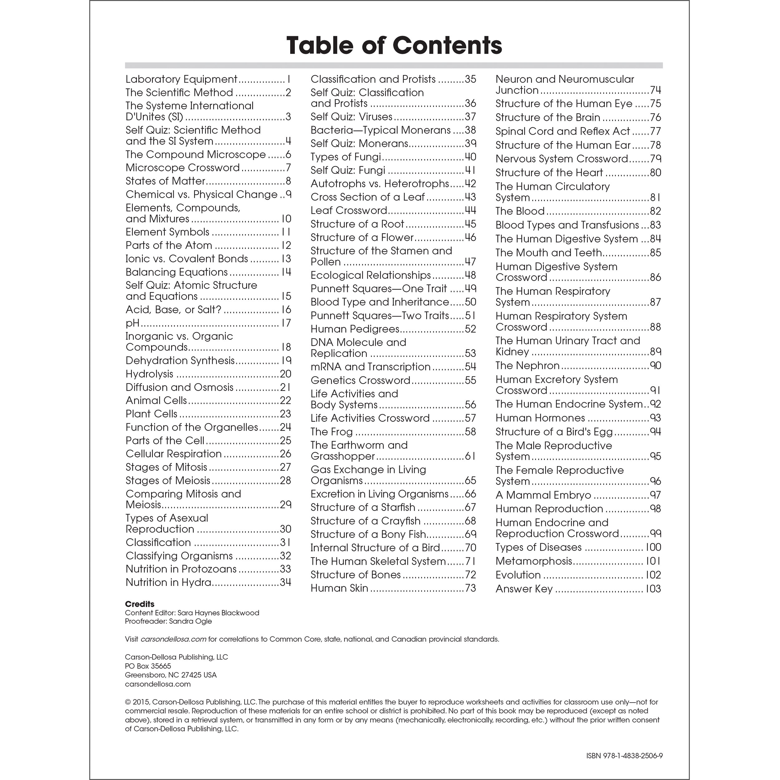 Carson Dellosa The 100+ Series™ Biology Workbook (128 pages) Grade 6