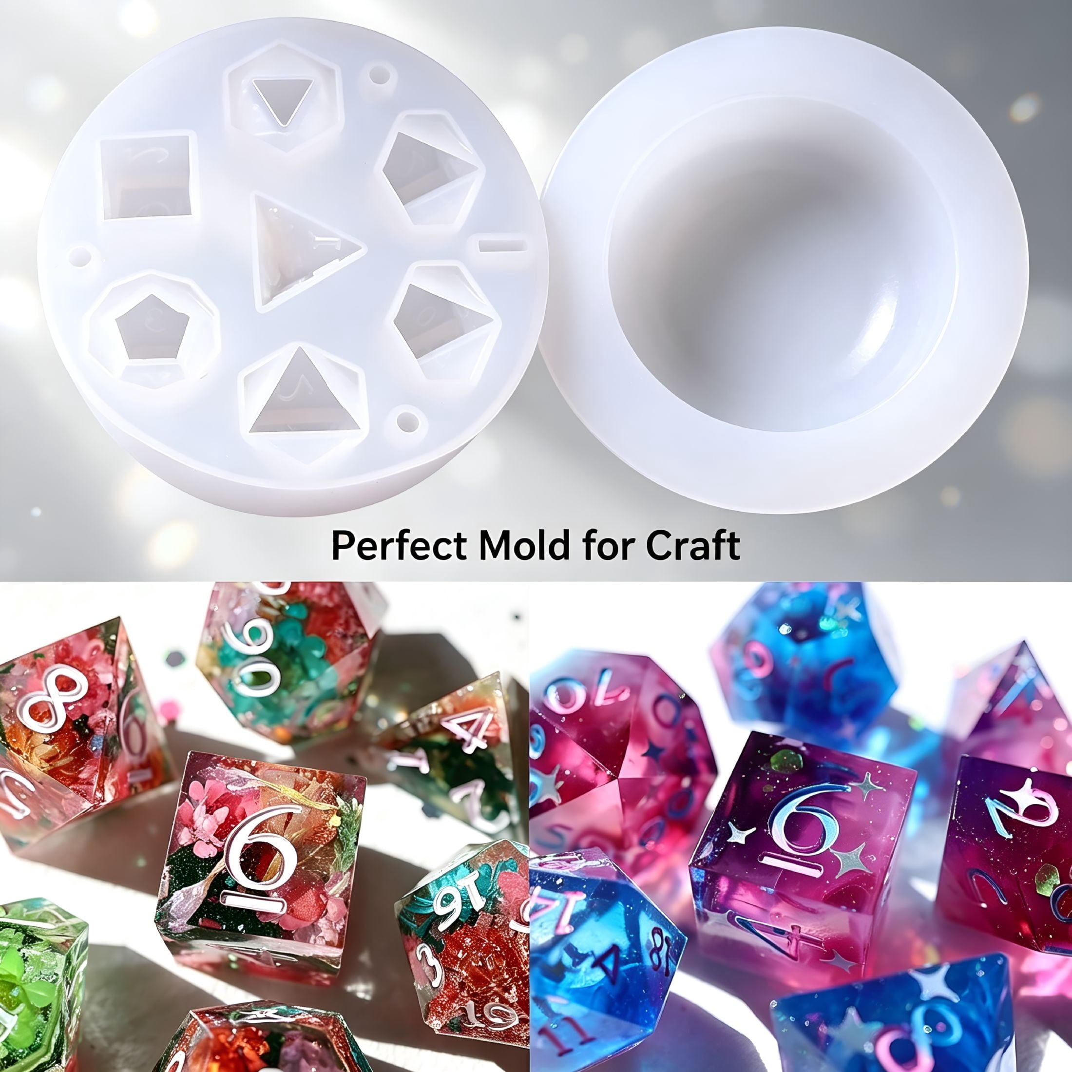BESTSKY Dice Resin Molds Silicone,Dice Epoxy Resin Molds with 7 Standa