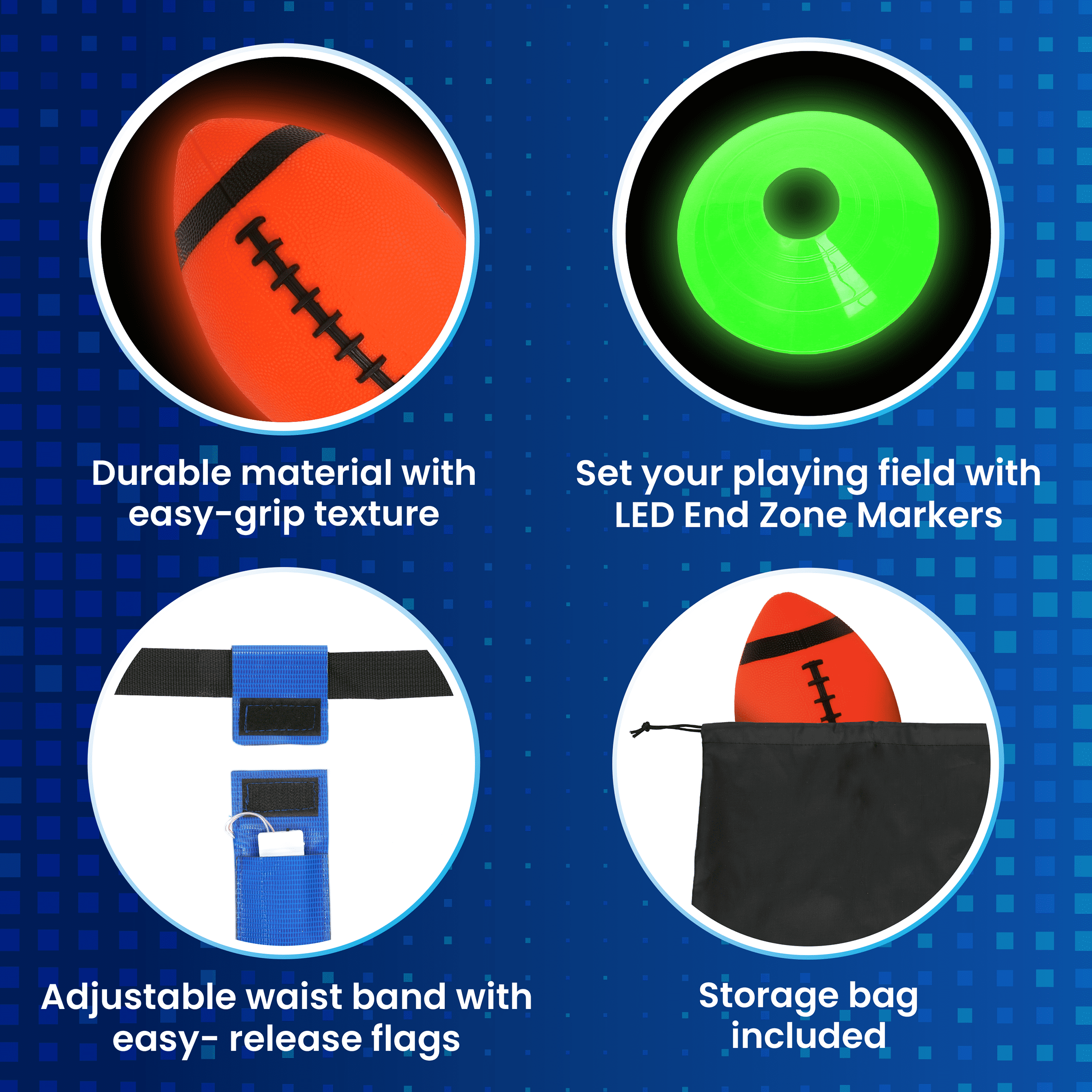 LED Flag Football, Light-Up Outdoor Sports Game, for All Ages, by Minn
