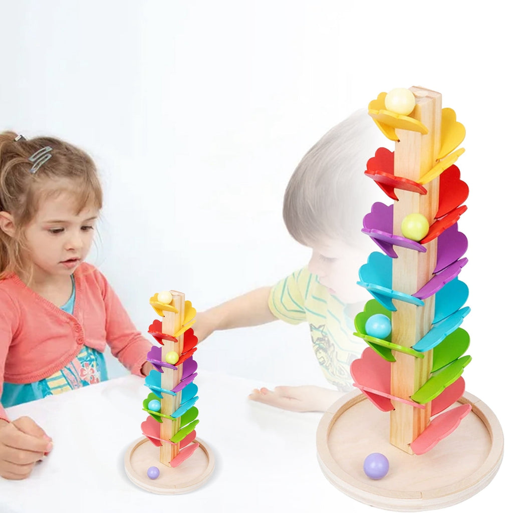 Educational Wooden Track Rolling Tower Toy with Sound and Music Kids G