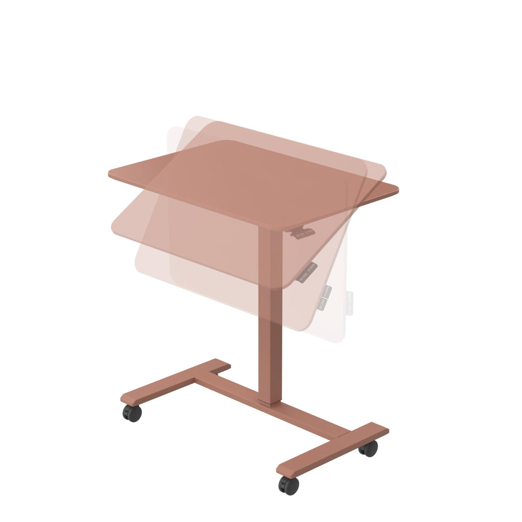 TopJob ANYDESK FOLD Mobile Standing Desk, Portable with Lockable Wheels, Foldable Stand Desk, Rolling Computer Workstations, Used for Home, Couch Side Table, Bedside Table in Bed Room Kitchen (Sand)