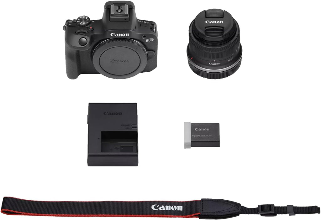 Canon EOS R100 Mirrorless Camera Body with RF-S 18-45mm F4.5-6.3 is STM Lens 6052C012 Bundle with Deco Gear Photography Bag + Microphone + Monopod + Software & Accessories Kit