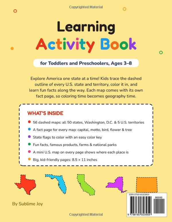 Sublime Joy: States & Territories Map Workbook (Preschool–Elementary)