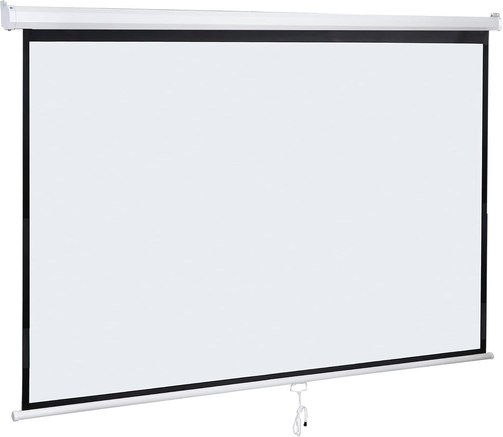 80 Inch Projection Screen, Outdoor Indoor 16:9 HD Foldable Manual Pull Down Projector Screen for Movie Home Backyard Theater Cinema Office Video Game, White