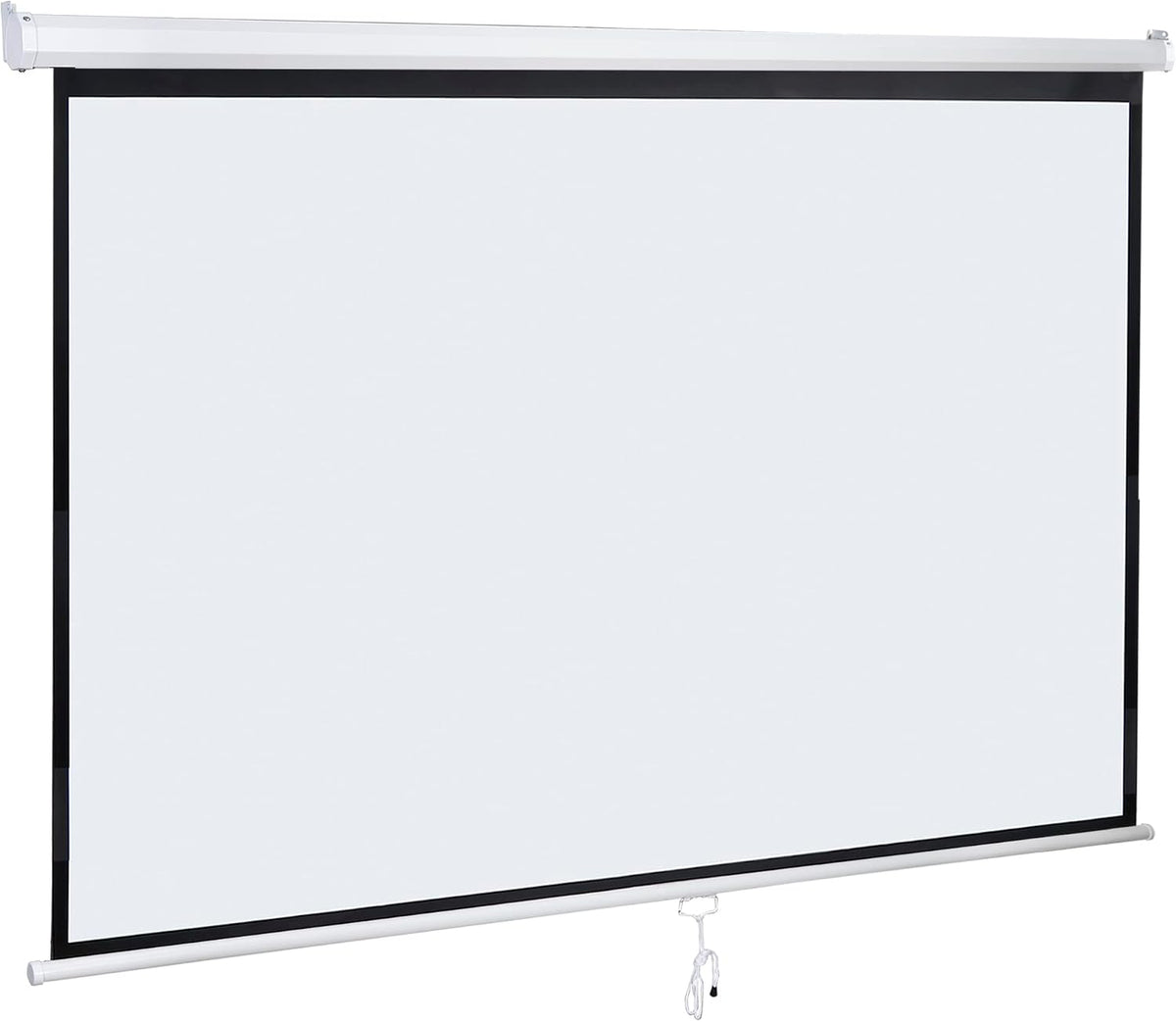 80 Inch Projection Screen, Outdoor Indoor 16:9 HD Foldable Manual Pull Down Projector Screen for Movie Home Backyard Theater Cinema Office Video Game, White