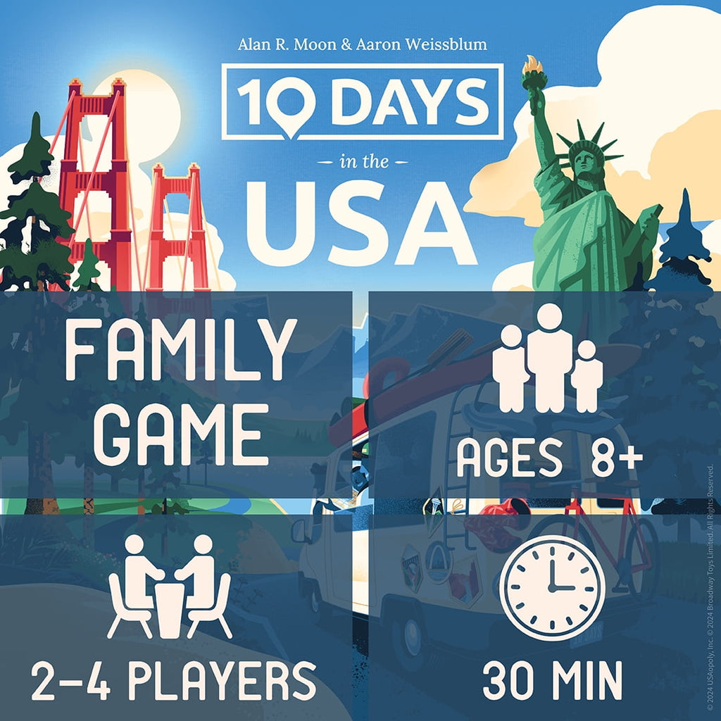 10 Days in The USA, Family Road Trip Board Game for All Ages, Designed