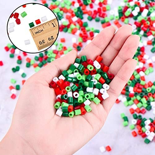 2800 Piece Fuse Bead Assortment - Christmas Craft Beads with Storage Box for DIY Decorations, 5 Colors