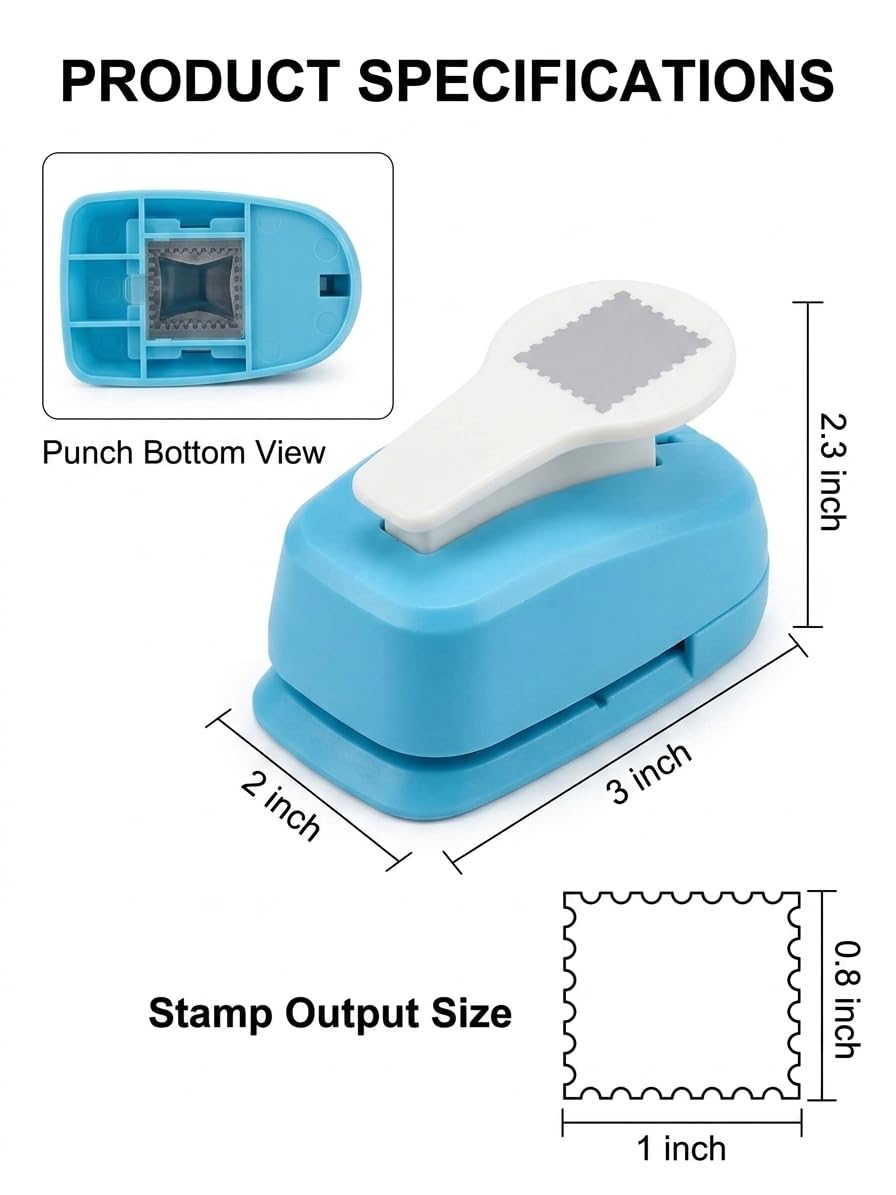 Stamp Punch, 1.5 * 1.5inch Square Stamp Puncher Postage Stamps Punches, Stamps Shaped Paper Punch, Lever Paper Punches for Crafting,Craft Cutter Hole Puncher for Scrapbooking Journaling Card Making