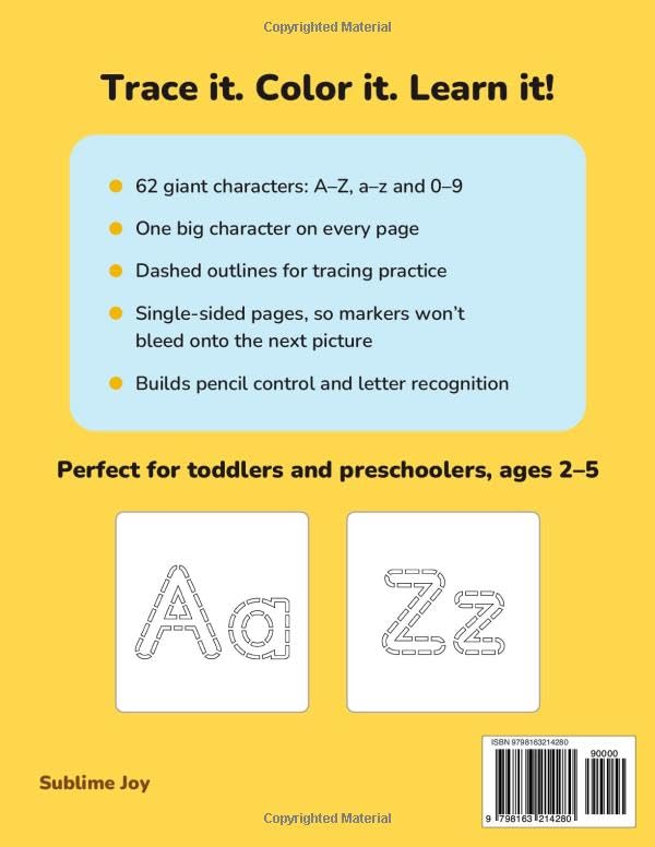 Sublime Joy: Trace, Draw, Color ABC & 123 Workbook (Ages 2–5)