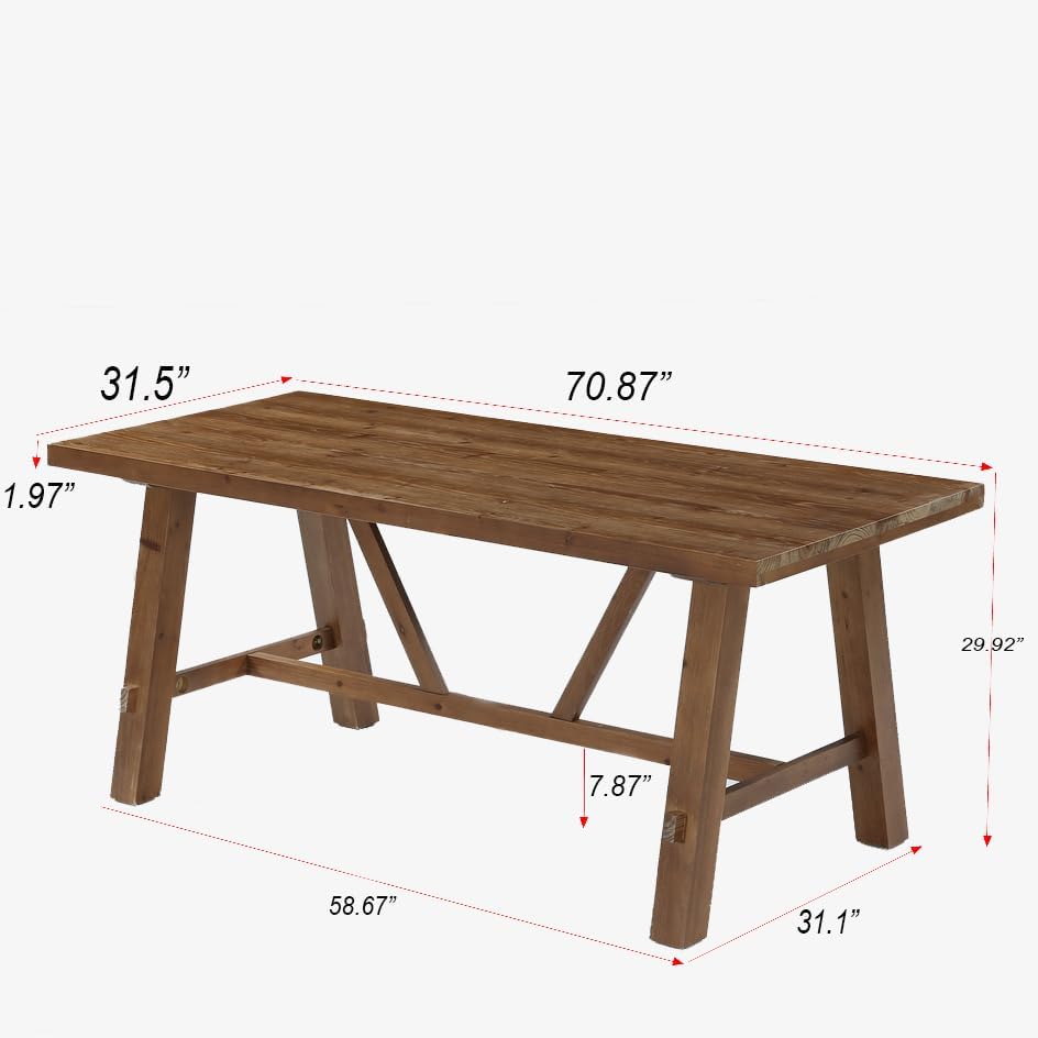 LITTLE TREE 70.87-Inch Solid Wood Student Desk, Rustic Brown