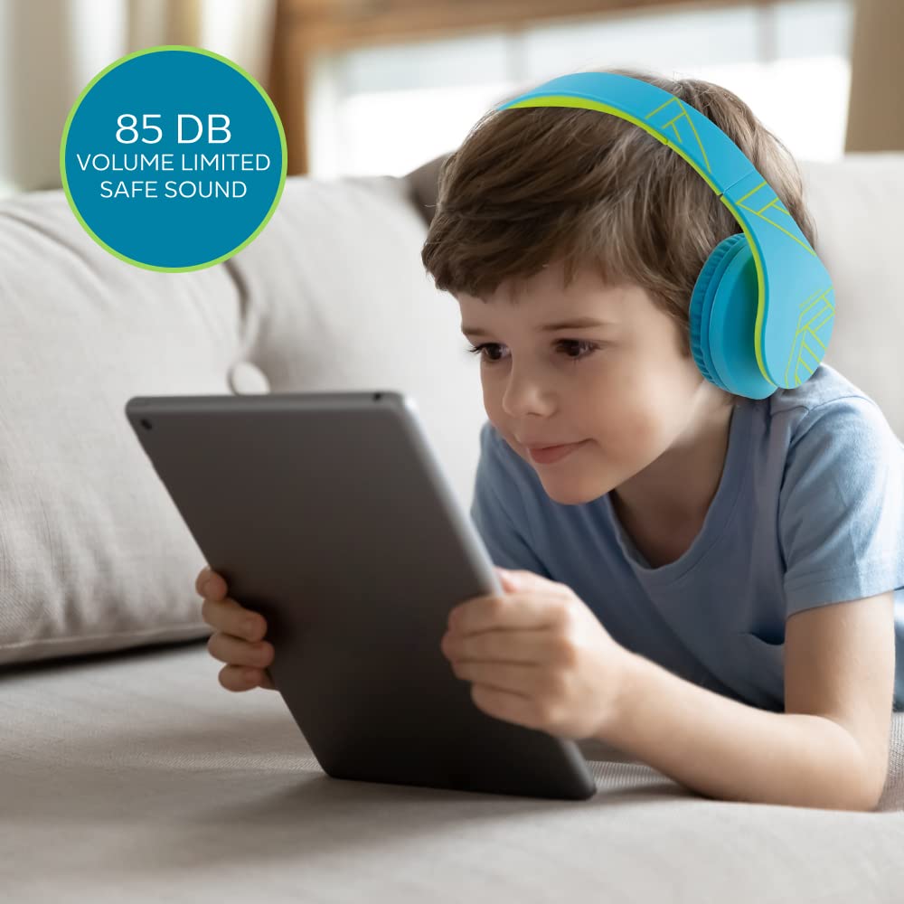 PowerLocus Kids Headphones Over-Ear, Bluetooth Wireless Headphones for Kids,with Microphone, Safe 85DB Volume Limited, Foldable with Carry Case, Audio Cable, Micro SD mode for Online Classes,PC,Phones