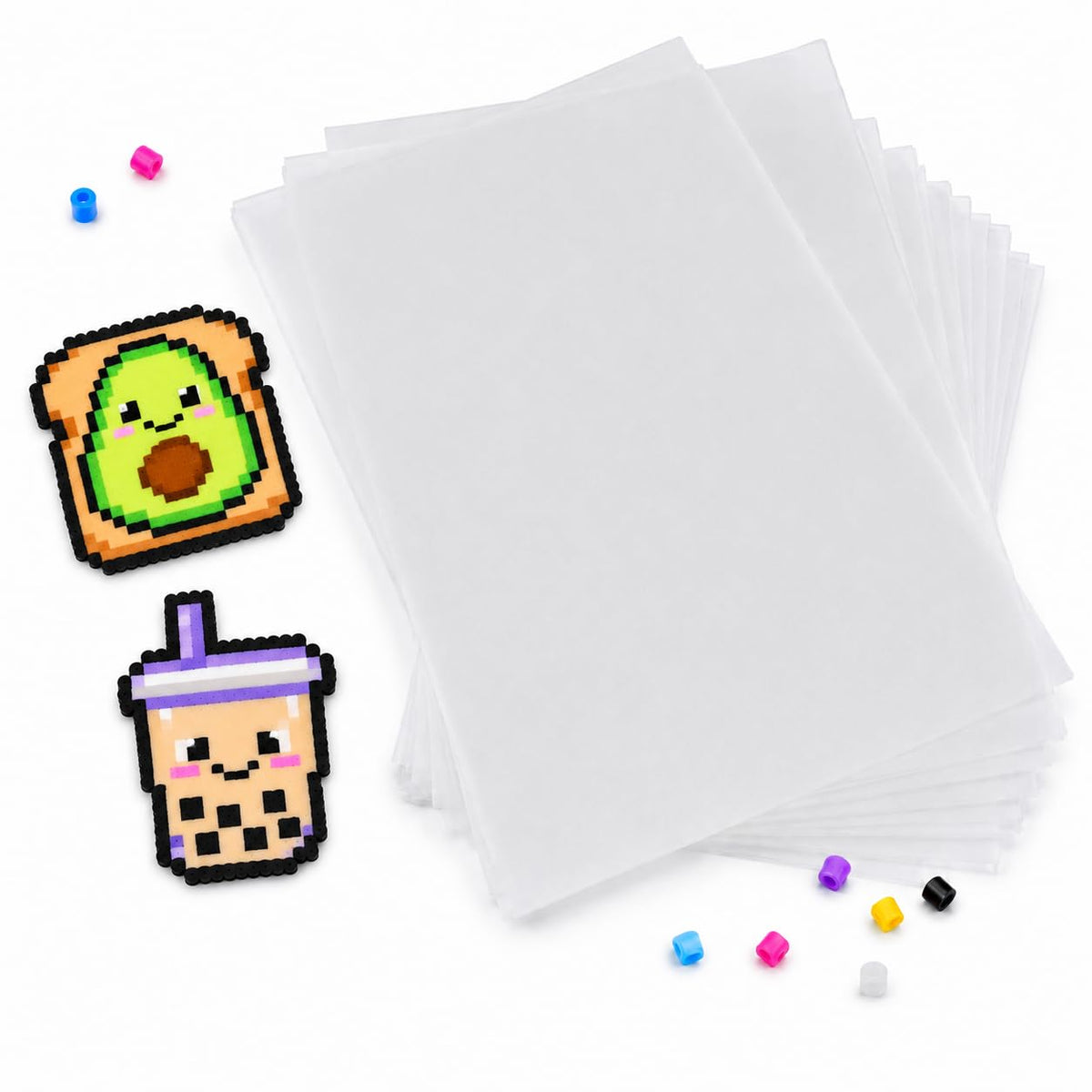 Thick Textured Fuse Bead Ironing Paper 7 Pack, 0.01 Inch Fiberglass Iron Cloth, Reusable Heat Transfer Sheet for Bead Craft Finishing, 7.87 x 5.91Inch (Cloth)