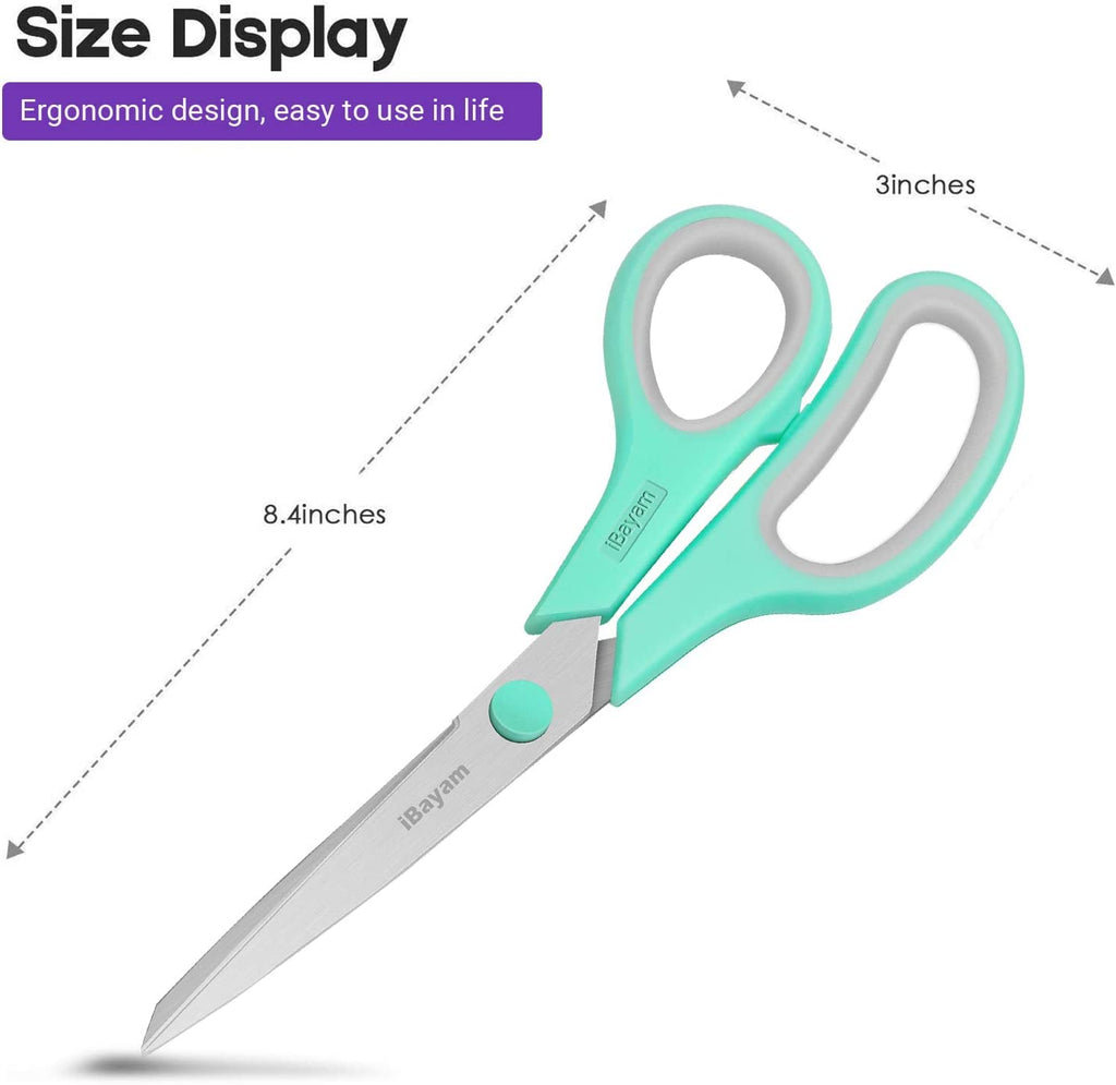 iBayam: Heavy Duty Scissors, 8.5", 3-Pack (Multiple Color Sets)
