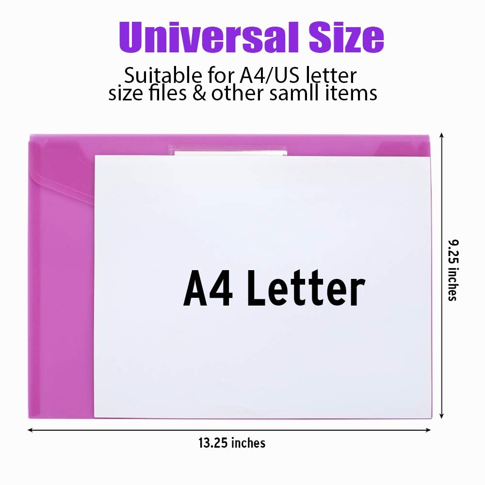 Sooez 10 Pack File Folders, Clear Poly Envelopes Plastic Folders A4 Pouch