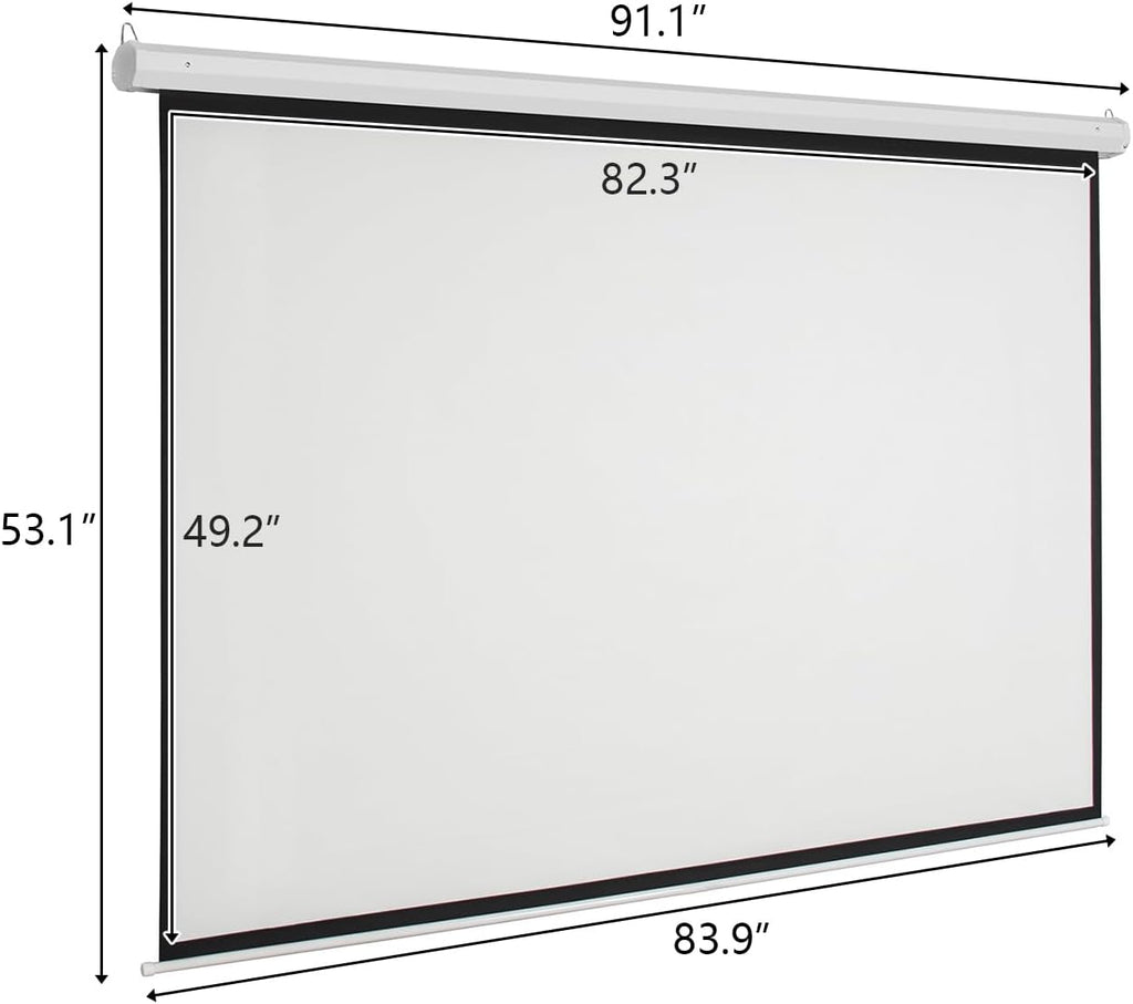 Motorized Projector Screen with Remote Control, No Wrinkles, Without Dents, HD Screen, for Home Theater Office Classroom TV Usage (92inch 16:9)