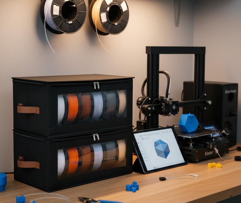 Qozary Filament Storage Box, 4 Pack Filament Container for 3D Printing