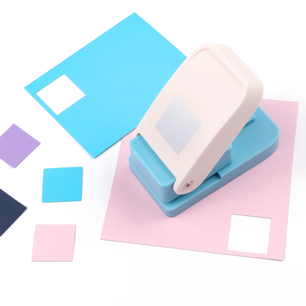Stamp Puncher 1inch Square Postage Stamp Punch |Stamp Hole Puncher| Scalloped Rectangle Lever Action Paper Punches for Crafting Scrapbooking DIY Card Making Arts Crafts Supplies