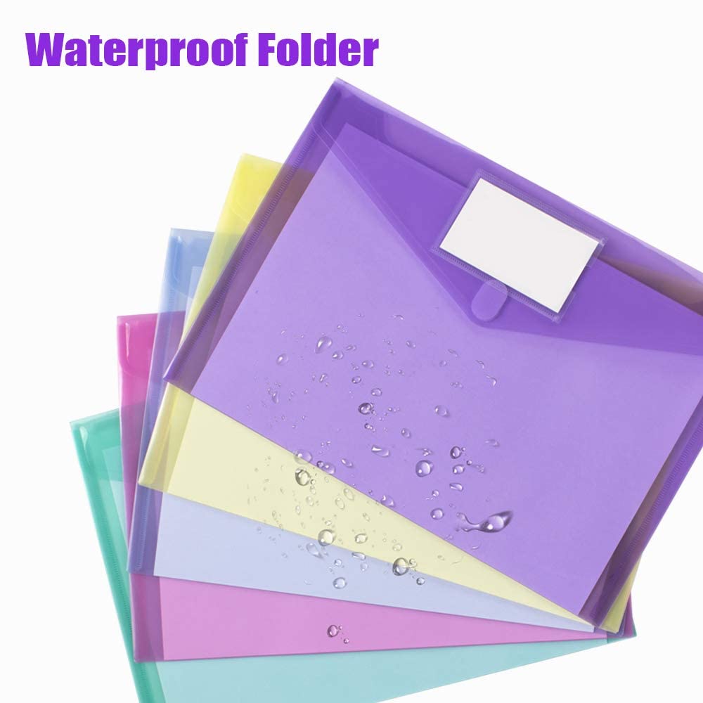 Sooez 10 Pack File Folders, Clear Poly Envelopes Plastic Folders A4 Pouch