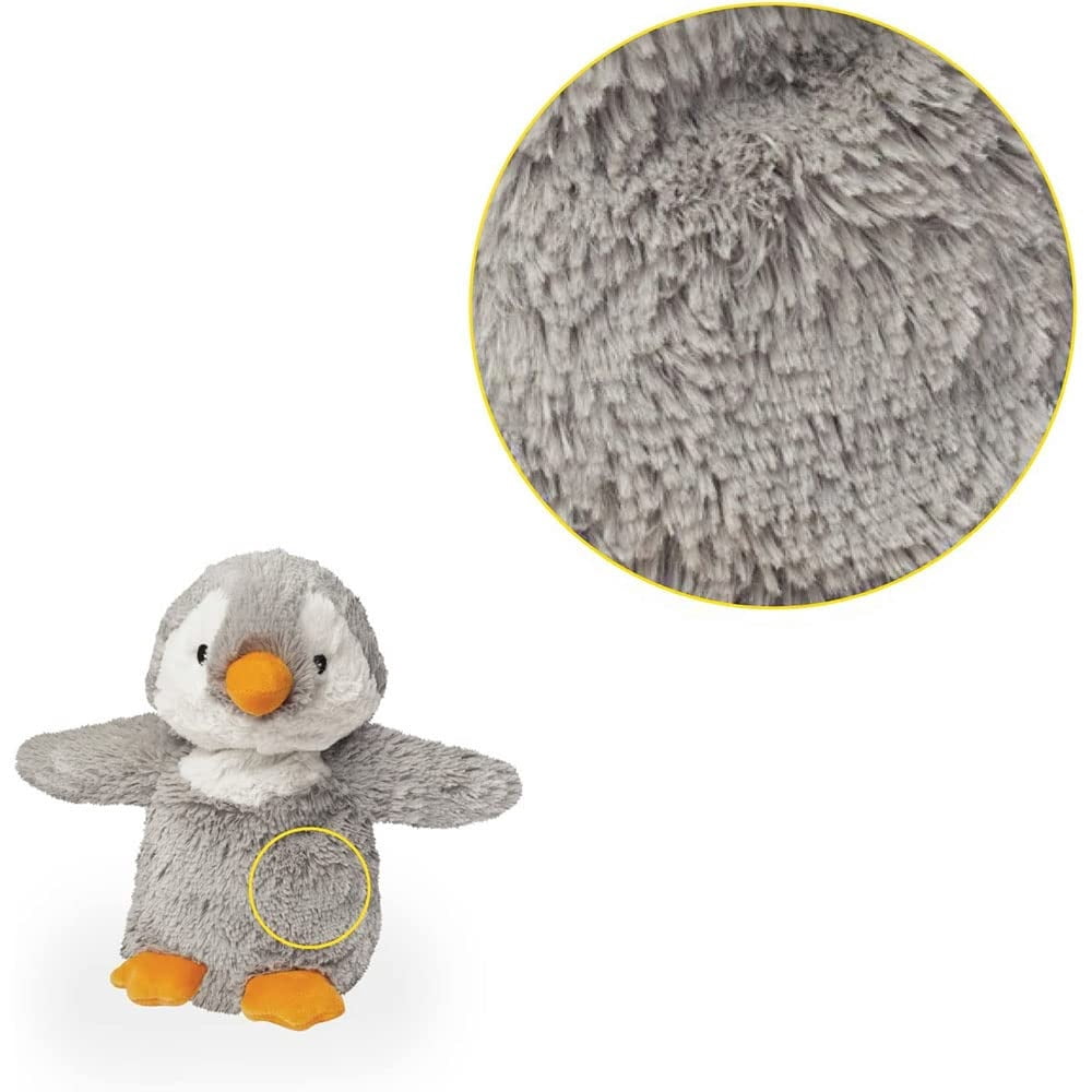 warmies 13” Gray Penguin Stuffed Animal, Microwavable Heated Plushie