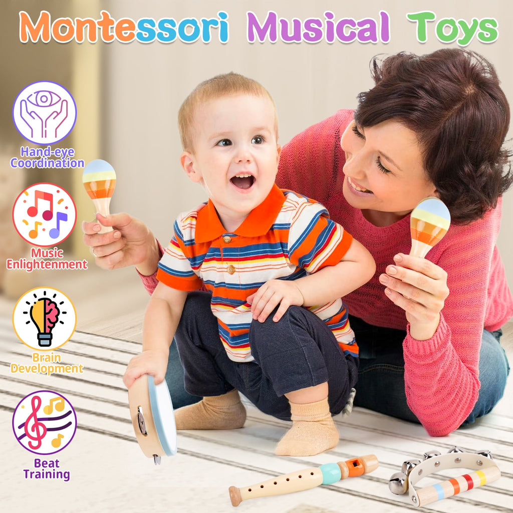 Wooden Musical Instruments for Toddlers 1-3 - Montessori Educational T