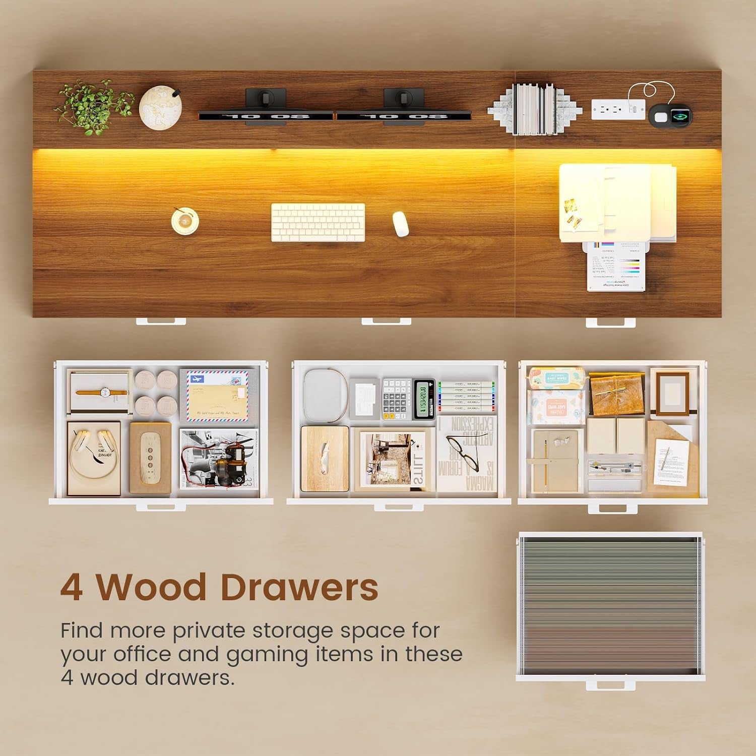 Farmhouse Style Solidwood White Brown Computer Desk