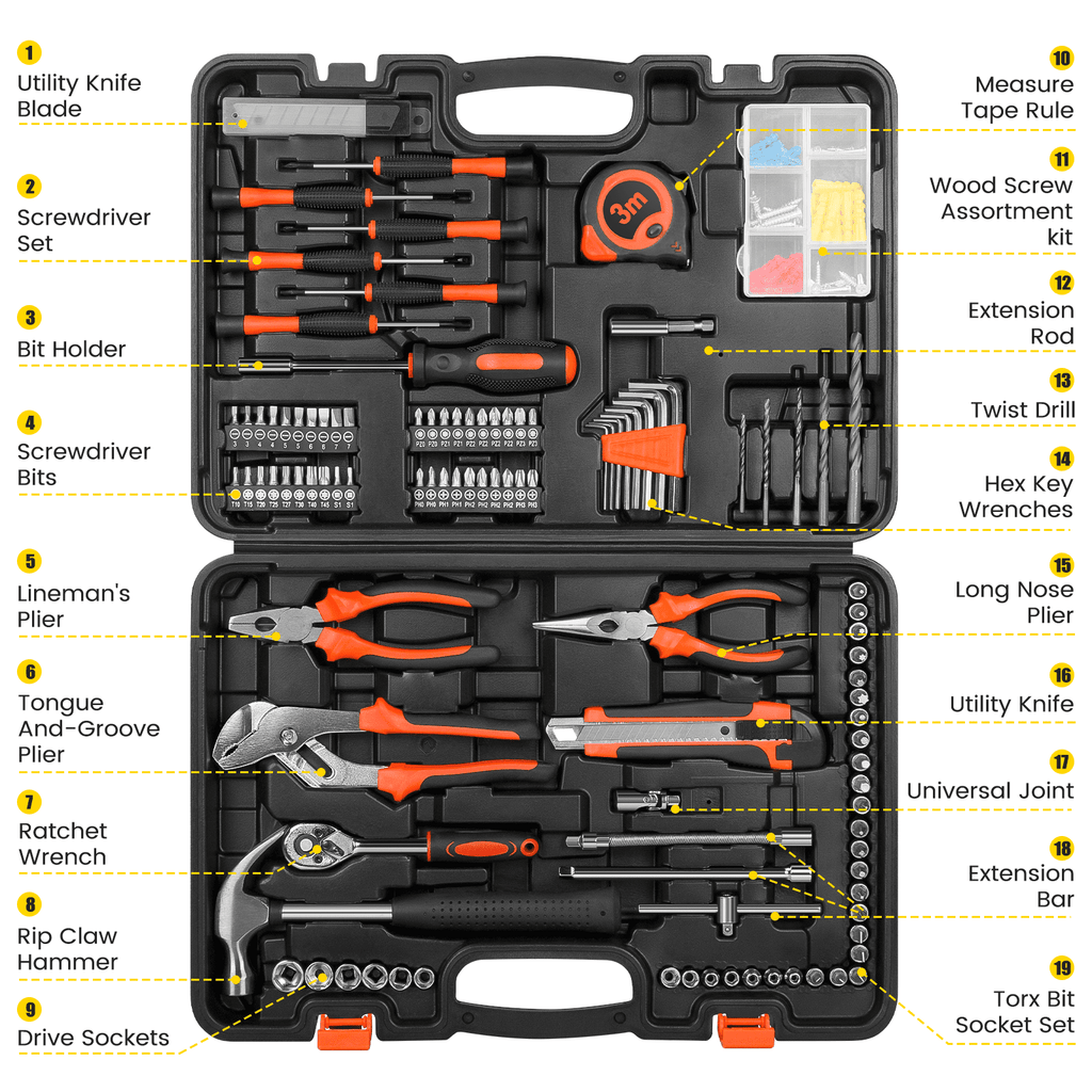 Cshidworld 171 Piece Socket Wrench Auto Repair Tool Combination Packag