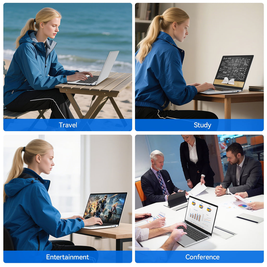 15.6 Inch Windows 11 Pro Laptop, 8GB RAM 512GB SSD, Intel Celeron, FHD