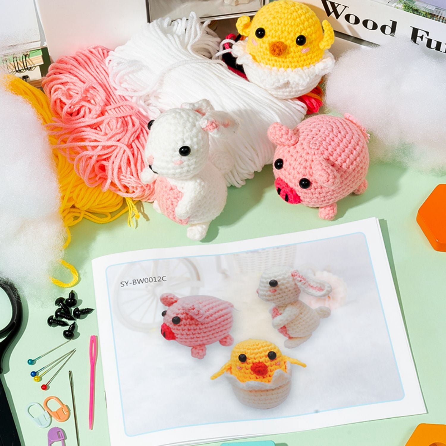 Laffact DIY Farm Animals Crochet Kit for Beginners Enthusiast, 3 Count