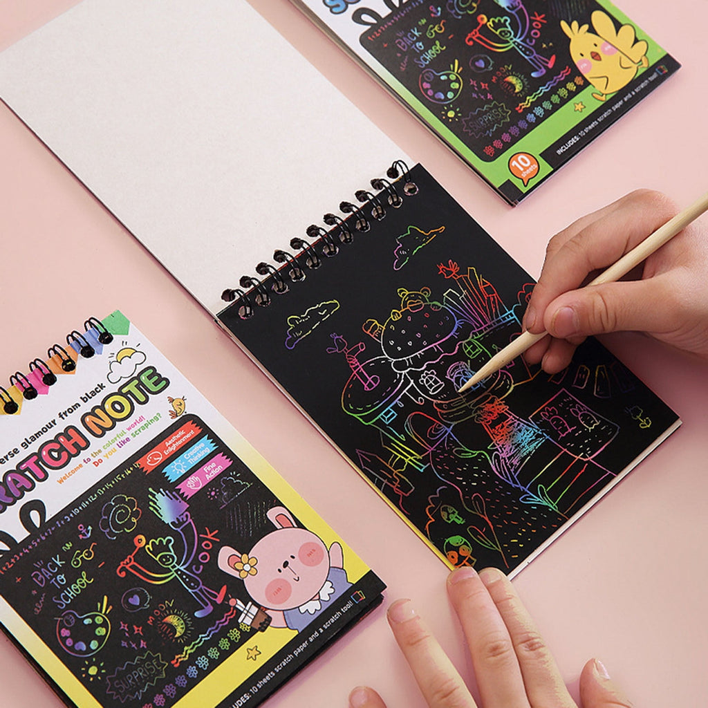 Green Reusable Scratch Art Paper Set For Children With Sketch Tool Cre