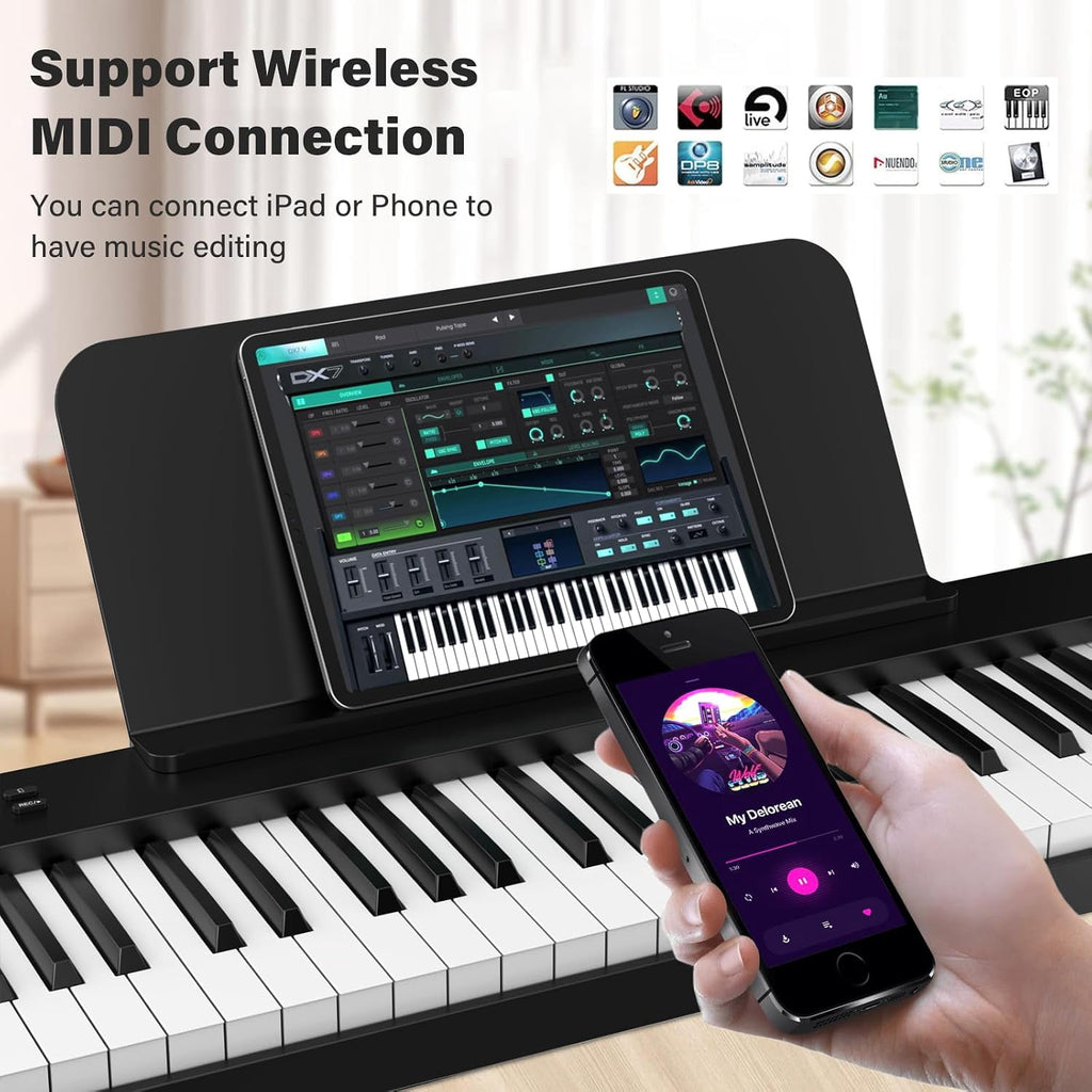 88-Key Foldable Digital Piano Keyboard with Portable Carrying Bag –