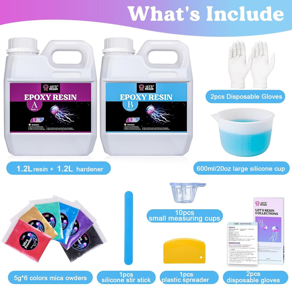 LET'S RESIN 80oz Crystal Clear Epoxy Resin Kit,Bubbles Free Casting Re