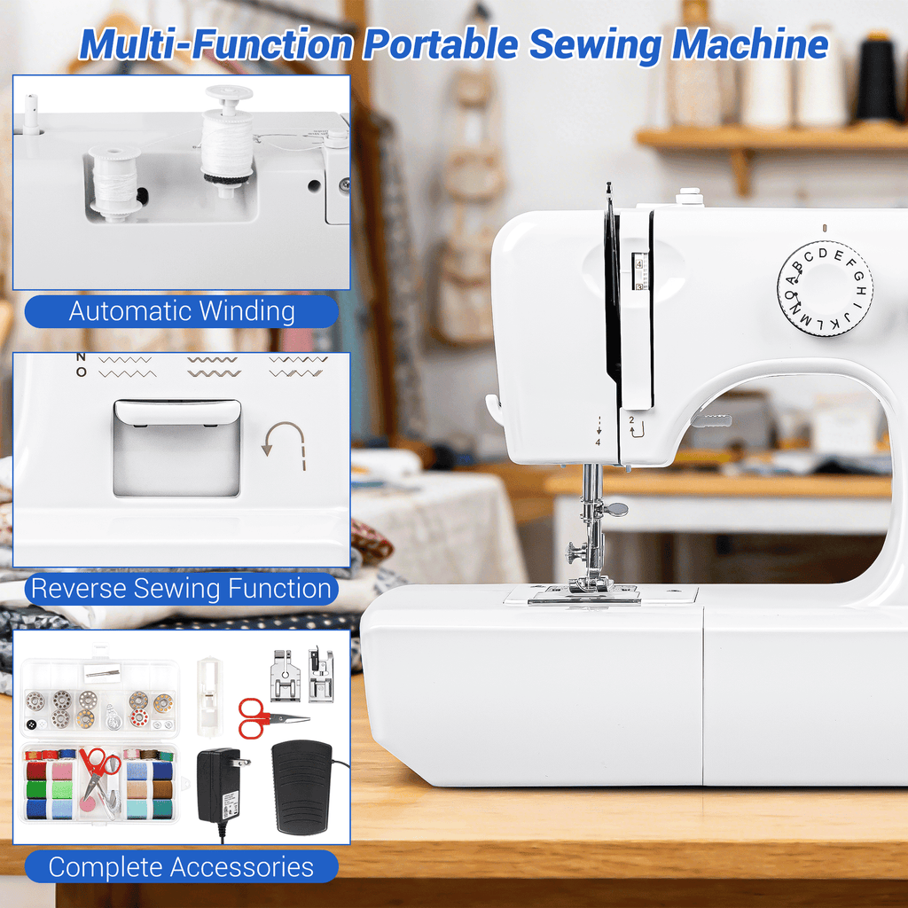 BCOOSS Sewing Machine for Beginner Portable Sewing Machine With 45 Sti