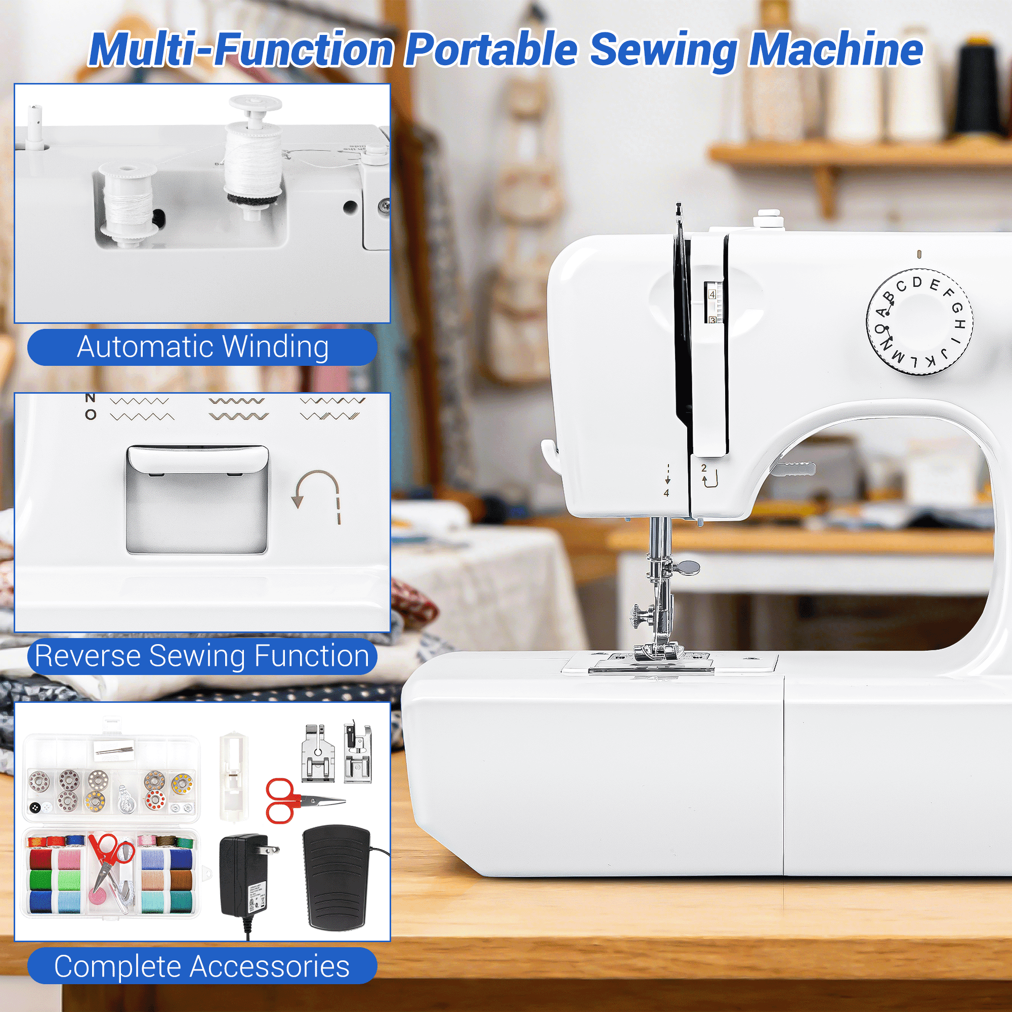 BCOOSS Sewing Machine for Beginner Portable Sewing Machine With 45 Sti
