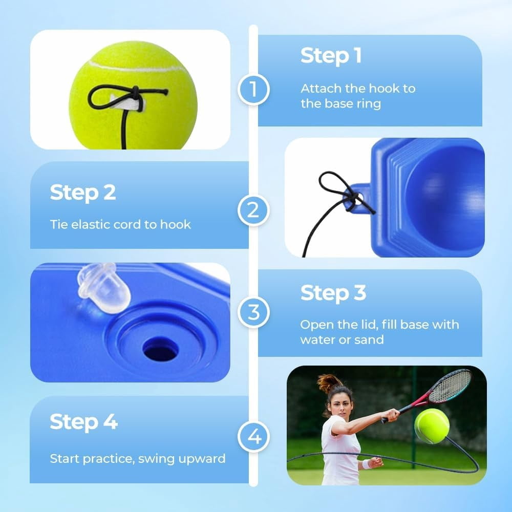 Tennis Swing Trainer with Base and Tether Ball for Solo Practice Backy