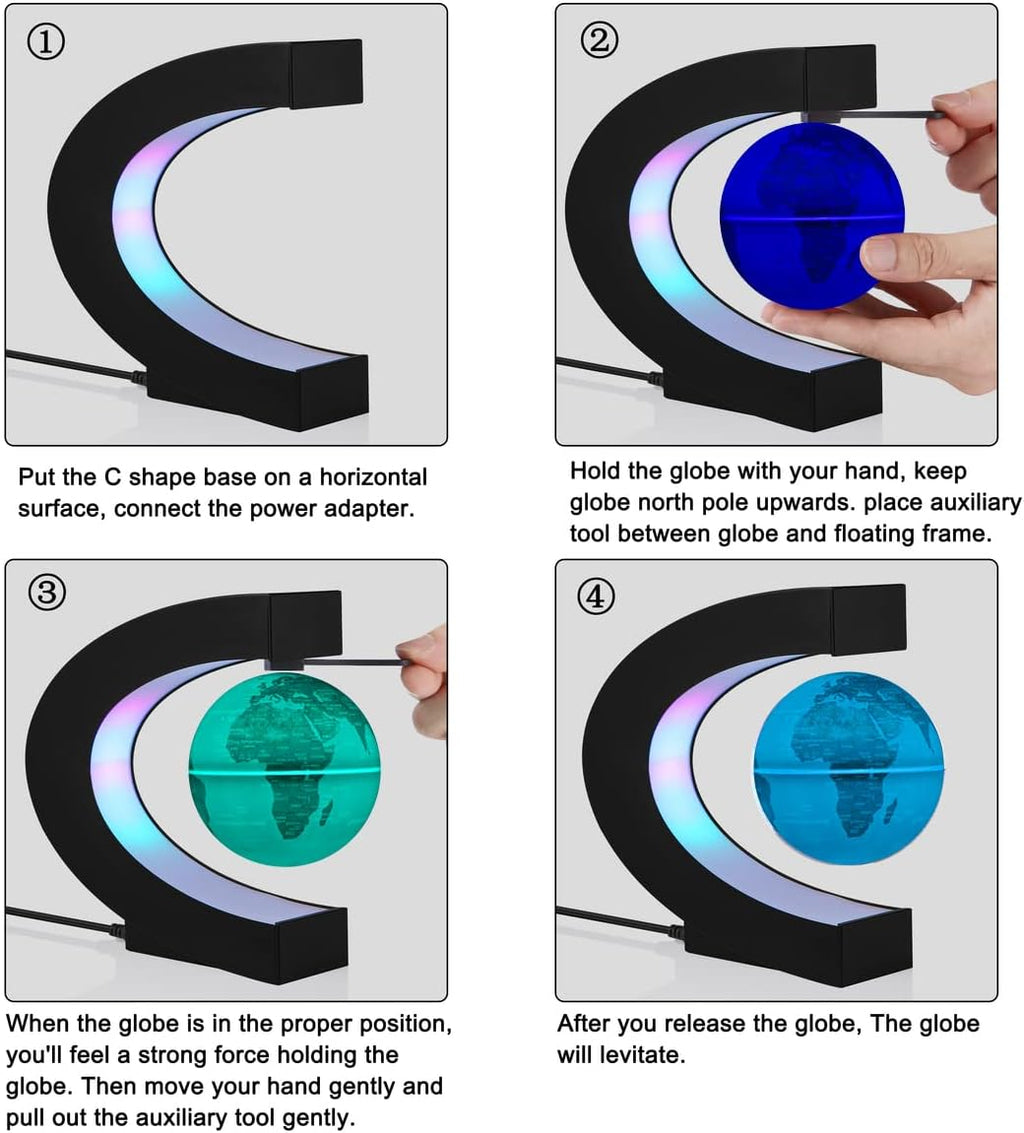 VGAzer Magnetic Levitating Globe C Shape,Floating Rotating Geographic
