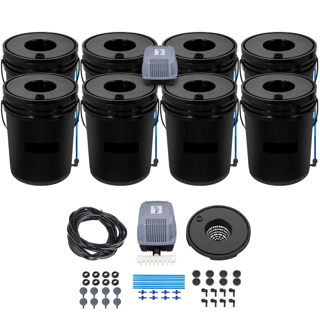 KFFKFF DWC Hydroponic System, 5 Gallon 8 Buckets, Deep Water Culture G