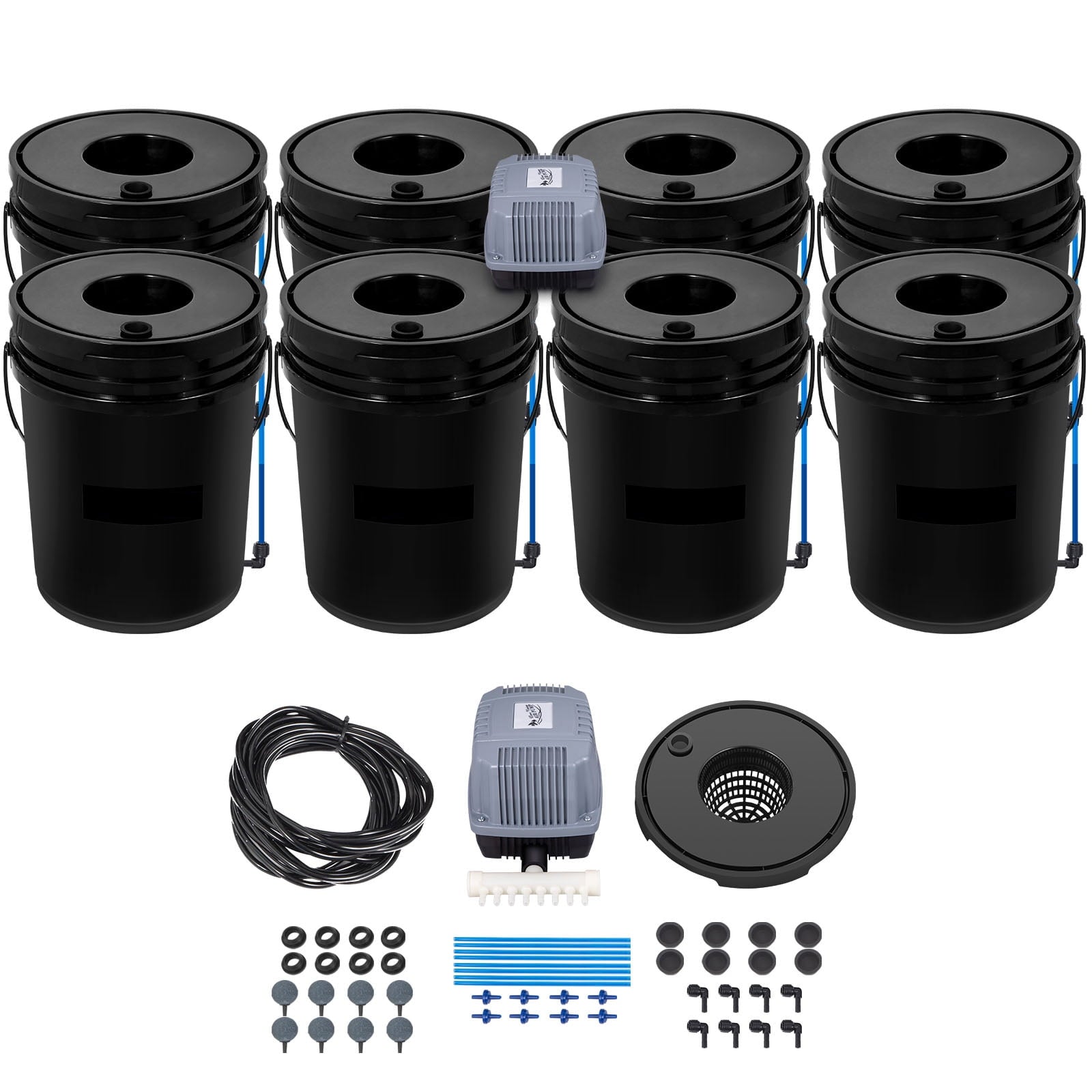 KFFKFF DWC Hydroponic System, 5 Gallon 8 Buckets, Deep Water Culture G