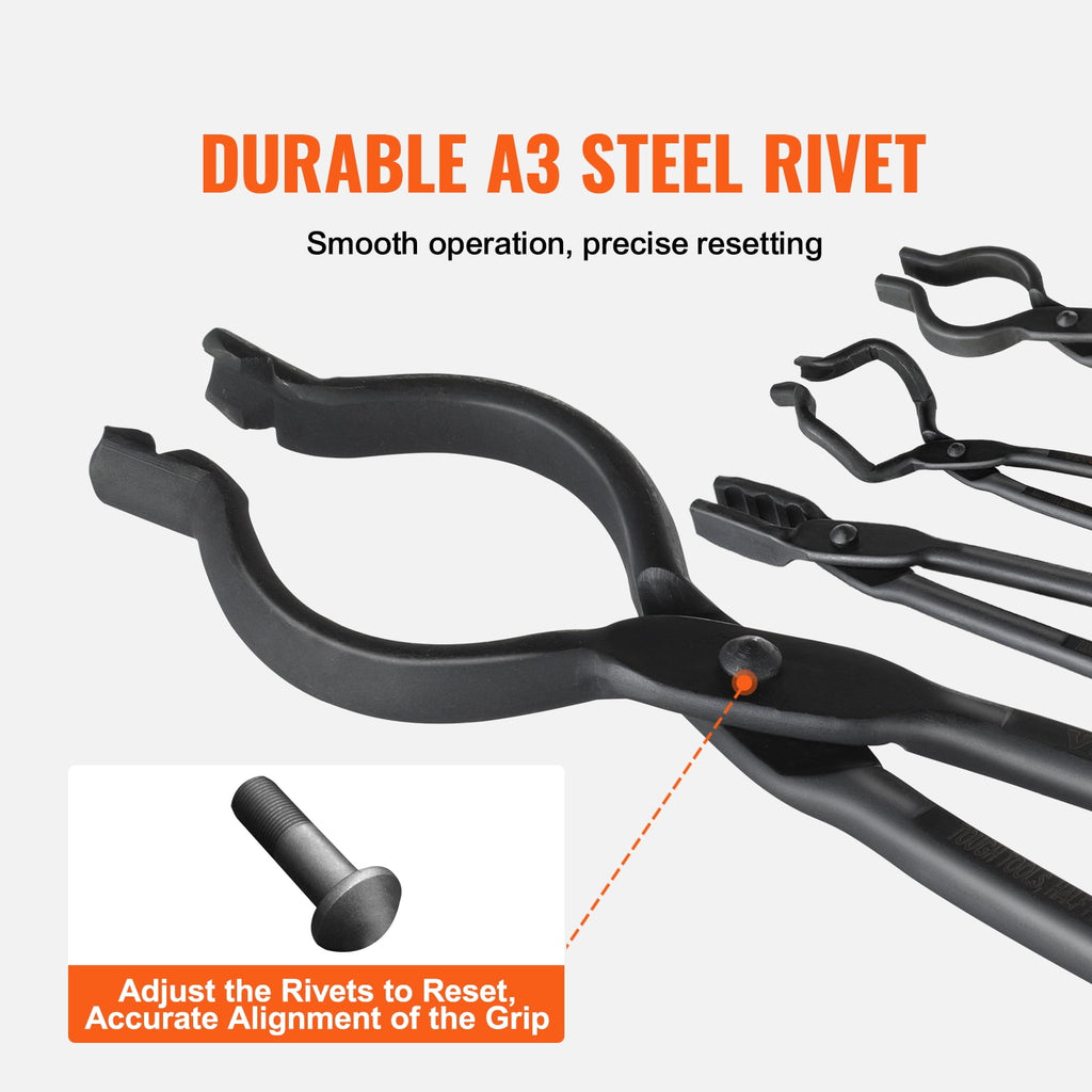 KFFKFF Blacksmith Tongs 18” 4 PCS V-Bit Bolt Wolf Jaw Z V-Bit Grippi