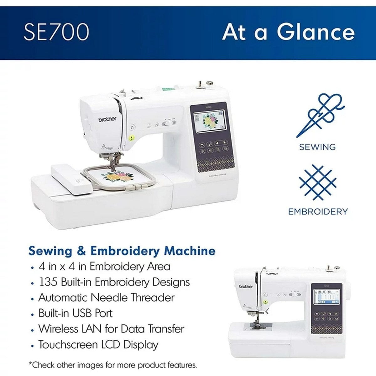 Brother SE700 Embroidery & Sewing Machine with Deluxe Hoop Bundle