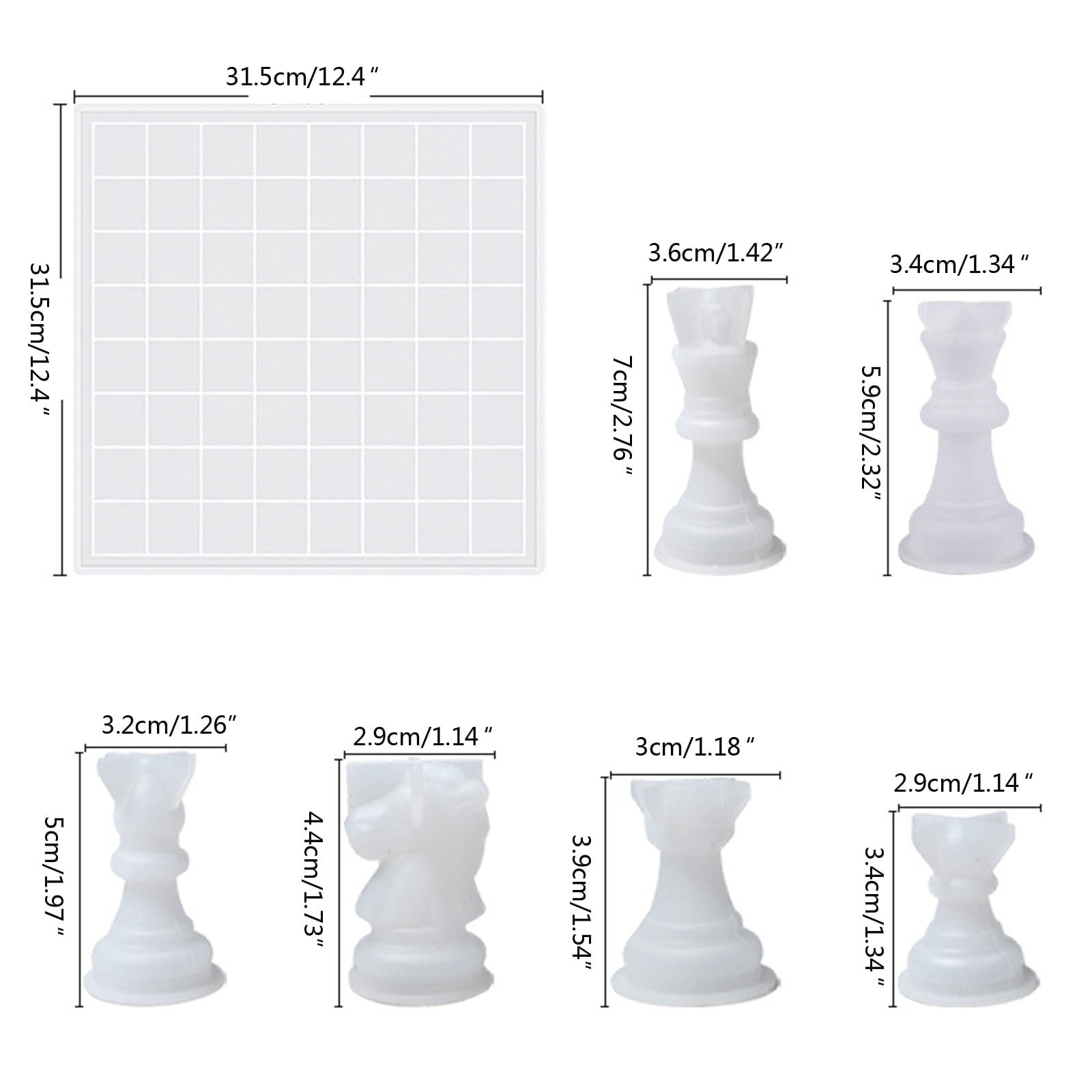 3D International Chess Piece Silicone Molds Epoxy Resin Casting Molds