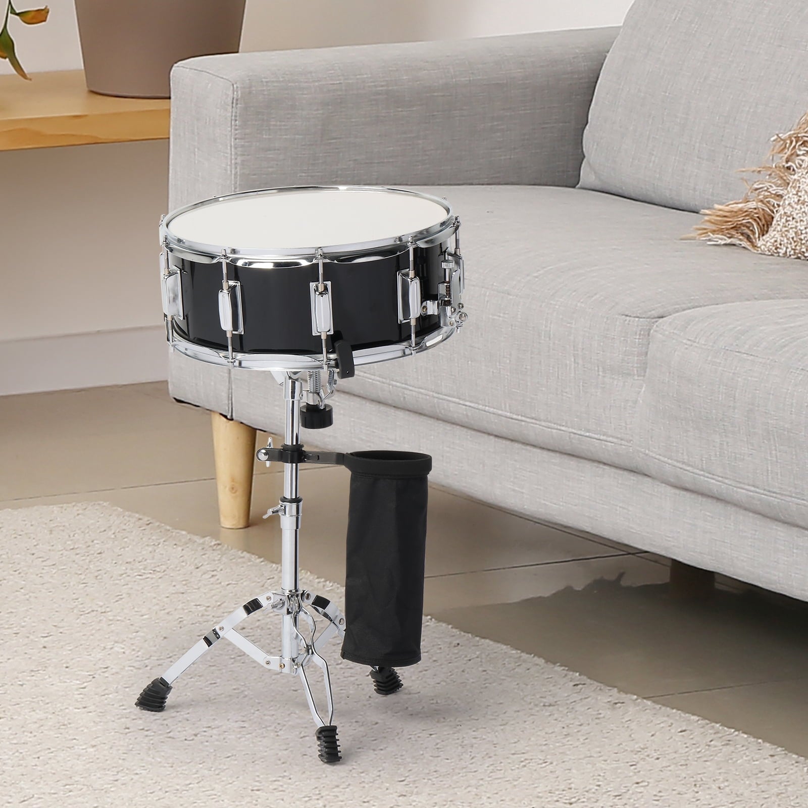 Snare Drum Set with Drumstick Holder, Snare Drum Bag, Strap, Mute Pad