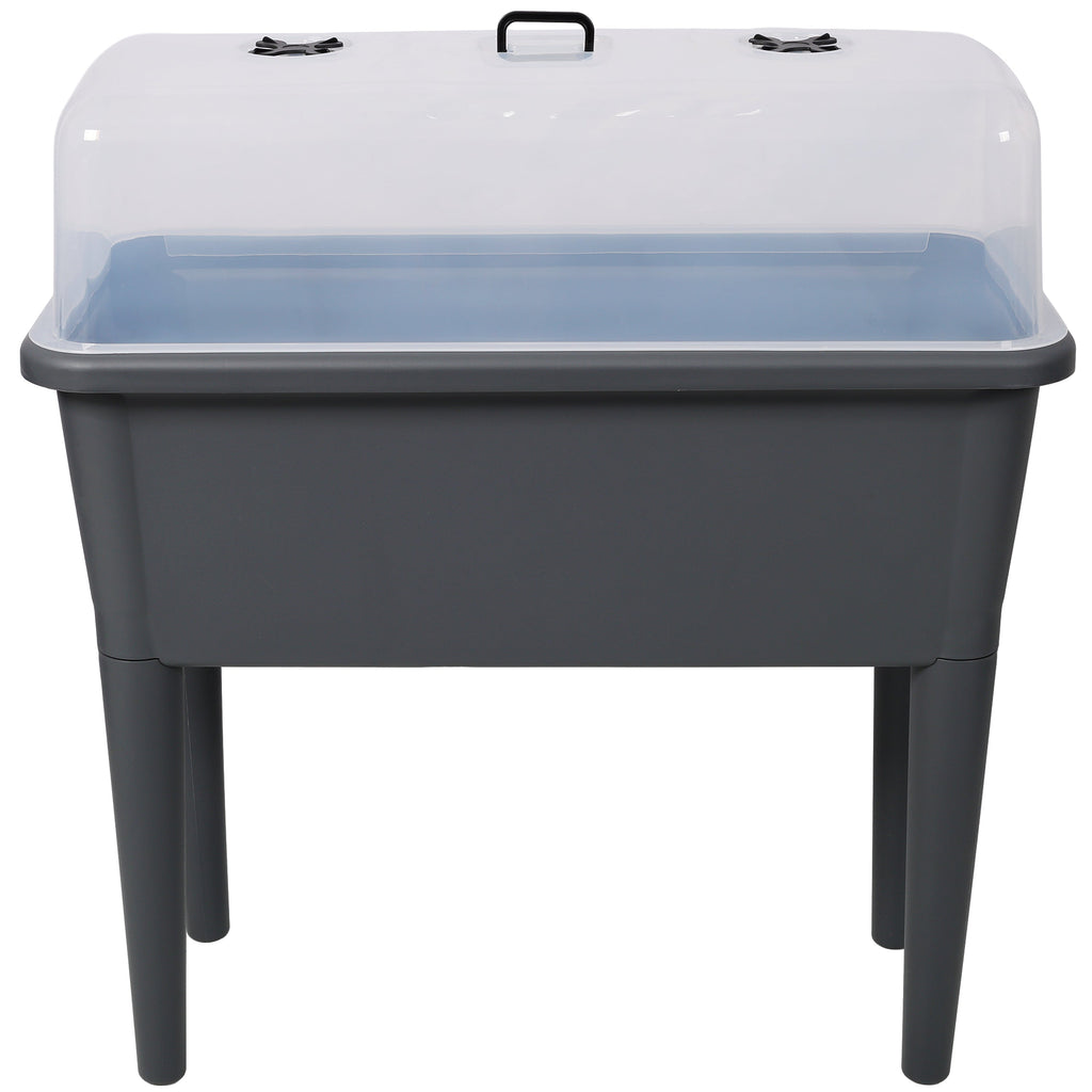 2 PCS Raised Garden Bed with Ventilated Transparent Greenhouse Lid