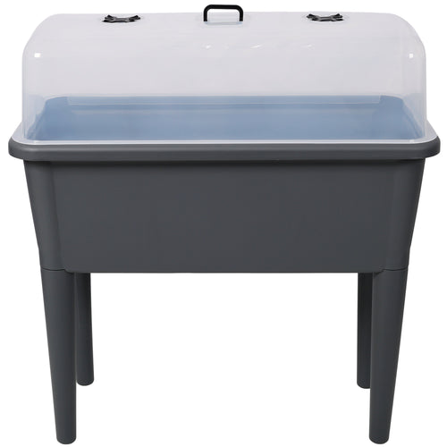 2 PCS Raised Garden Bed with Ventilated Transparent Greenhouse Lid